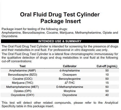 Oral Fluid Drug Test Cylinder 7-panel